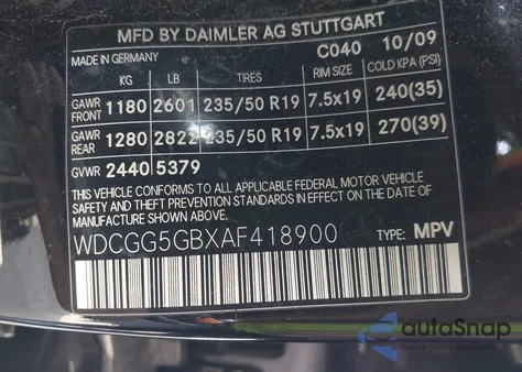 2010 Mercedes-Benz Glk 350 from USA, damaged, VIN WDCGG5GBXAF418900